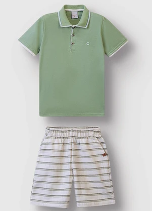 Carinhoso - Conjunto Polo com Maquinetado Verde Menta - CARINHOSO