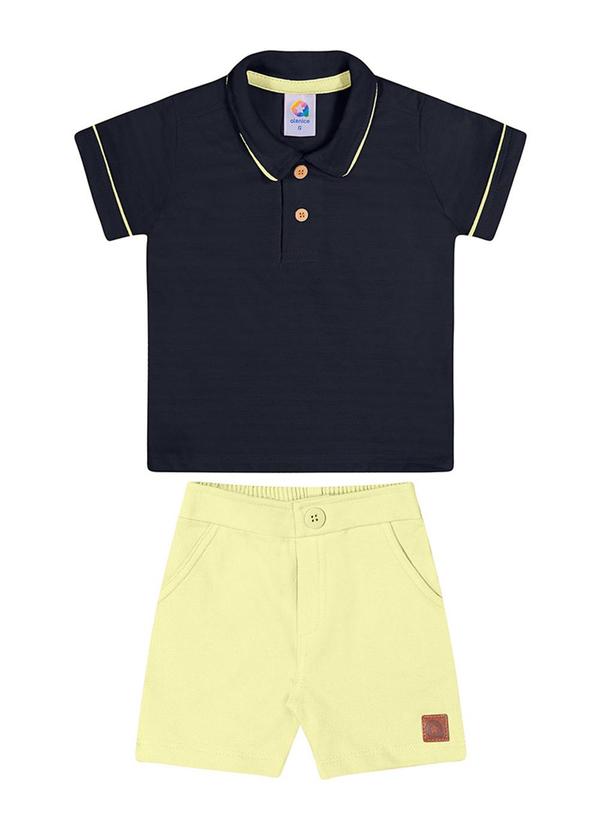 Alenice - Conjunto Polo Detalhe Contrastante Menino Azul
