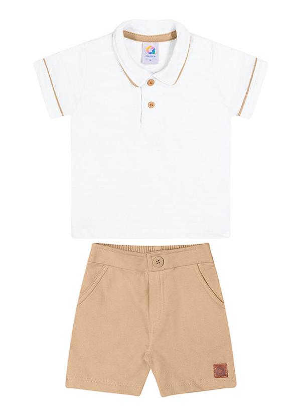 Alenice - Conjunto Polo Detalhe Contrastante Menino Branco 2