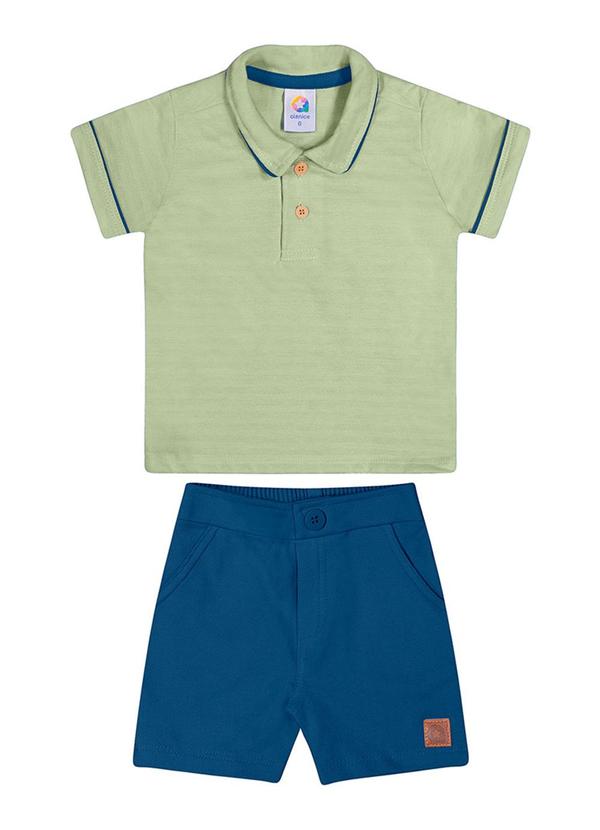 Alenice - Conjunto Polo Detalhe Contrastante Menino Verde