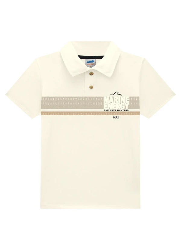 Marlan - Conjunto Polo e Bermuda em Moletinho Jeans Bege