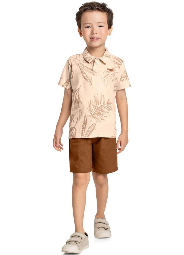 Quimby - Conjunto Polo e Bermuda Infantil Marrom