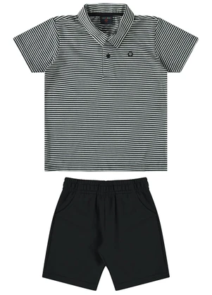 Guloseima - Conjunto Polo e Bermuda Infantil Preto - GULOSEIMA