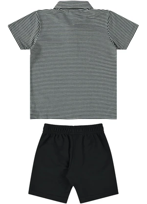 Guloseima - Conjunto Polo e Bermuda Infantil Preto - GULOSEIMA
