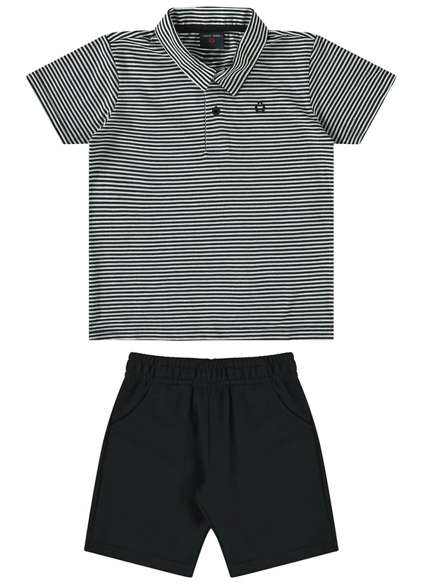 Guloseima - Conjunto Polo e Bermuda Infantil Preto
