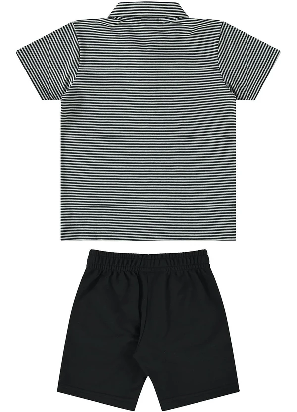 Guloseima - Conjunto Polo e Bermuda Infantil Preto 2