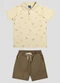 Reirex - Conjunto Polo e Bermuda Sarja Brim Light Bege - variação: Bege