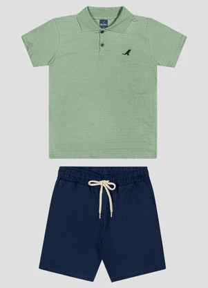 Reirex - Conjunto Polo e Bermuda Sarja Brim Light Verde - REIREX