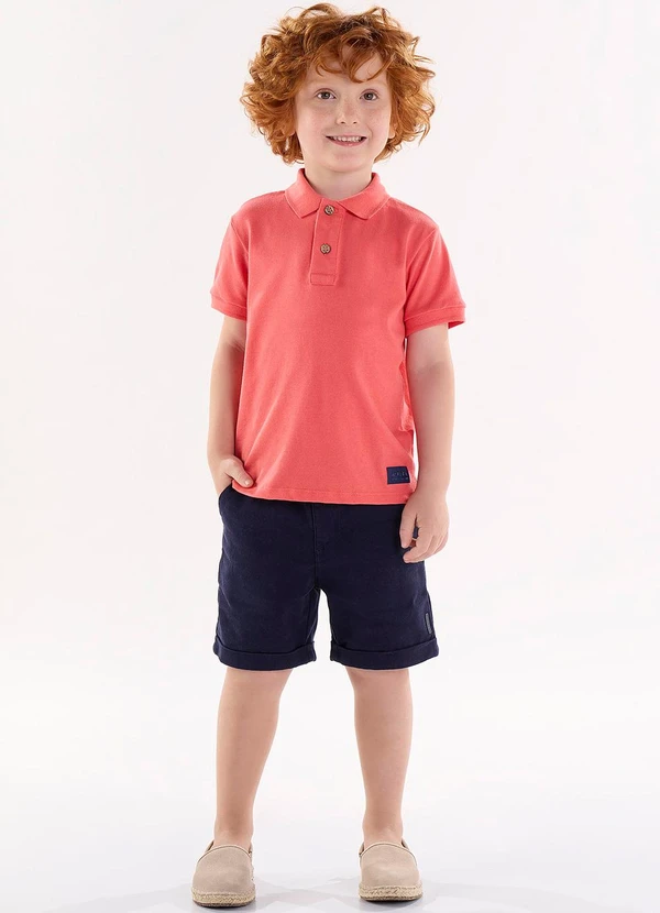 Up Baby - Conjunto Polo e Bermuda Vermelho