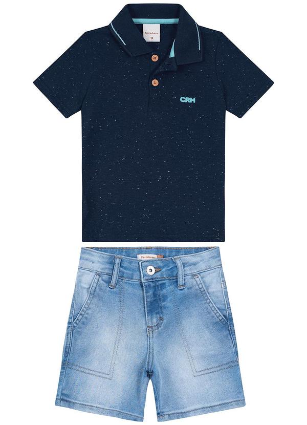 Carinhoso - Conjunto Polo em Botonê Menino Azul Marinho