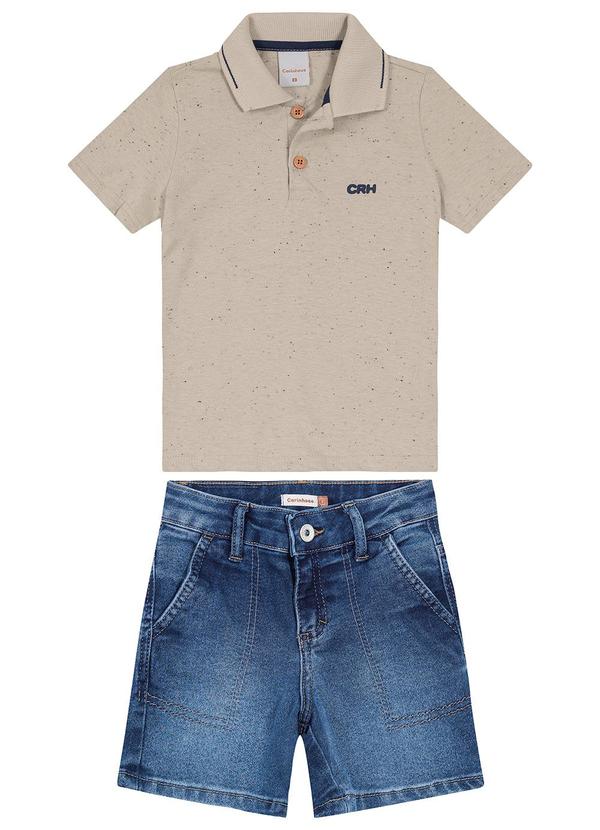 Carinhoso - Conjunto Polo em Botonê Menino Taupe