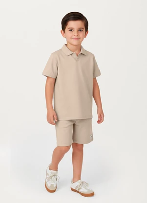 Carinhoso - Conjunto Polo em Cotton Light Bege - CARINHOSO