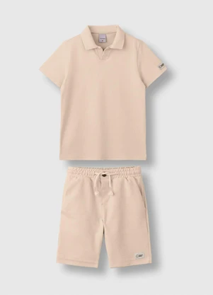 Carinhoso - Conjunto Polo em Cotton Light Bege - CARINHOSO