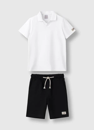 Carinhoso - Conjunto Polo em Cotton Light Branco - CARINHOSO