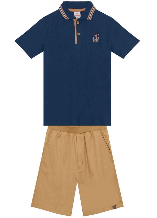 Brandili - Conjunto Polo Infantil Menino de Coqueiro Azul