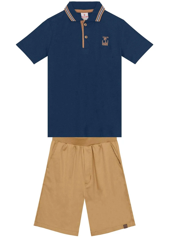 Brandili - Conjunto Polo Infantil Menino de Coqueiro Azul