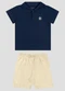 Reirex - Conjunto Polo Meia Malhad e Bermuda Verde - variação: Azul