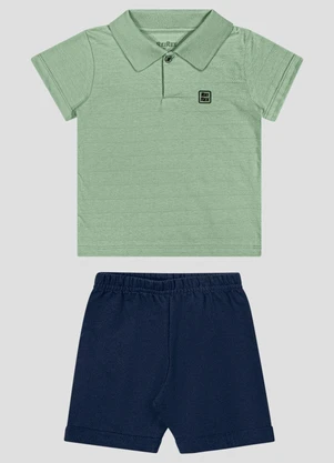 Reirex - Conjunto Polo Meia Malhad e Bermuda Verde - REIREX
