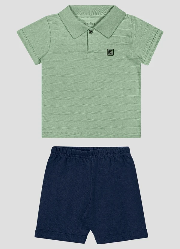 Reirex - Conjunto Polo Meia Malhad e Bermuda Verde