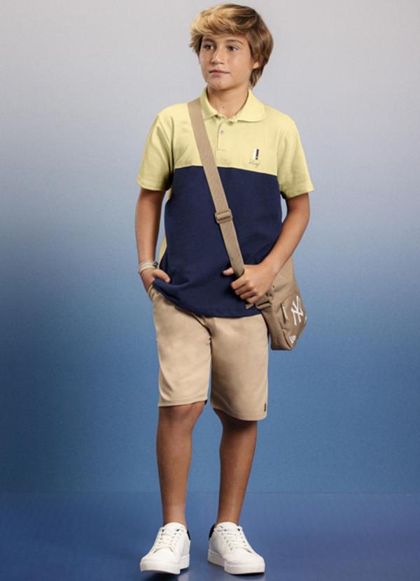 Ioluig - Conjunto Polo Piquet e Bermuda Sarja Amarelo
