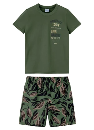 Malwee Kids - Conjunto Positive Tour Microfibra Verde Militar - MALWEE KIDS