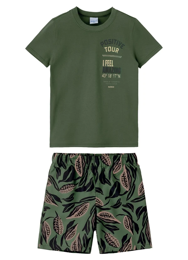 Malwee Kids - Conjunto Positive Tour Microfibra Verde Militar