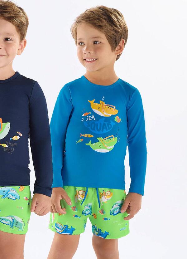 Up Baby - Conjunto Menino Camiseta Fps+50 e Shorts Azul