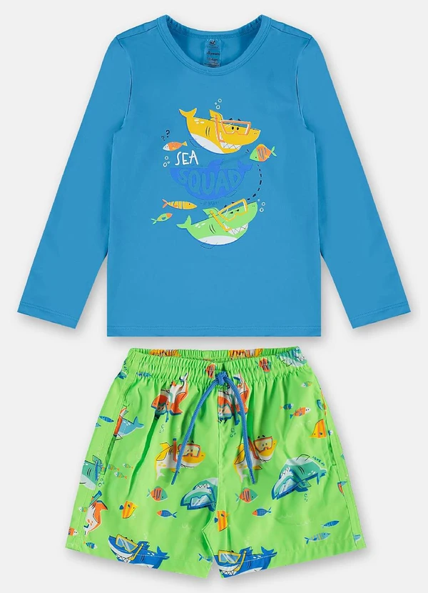 Up Baby - Conjunto Praia Camiseta Fps+50 Short Azul 3
