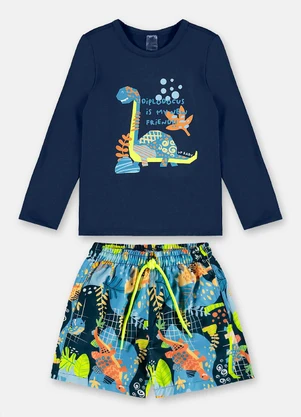 Up Baby - Conjunto Praia Camiseta Fps+50 Short Azul - UP BABY