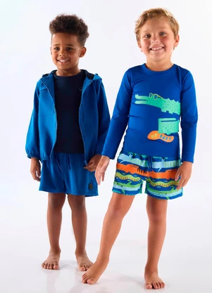 Up Baby - Conjunto Praia Camiseta Fps+50 Short Azul - UP BABY