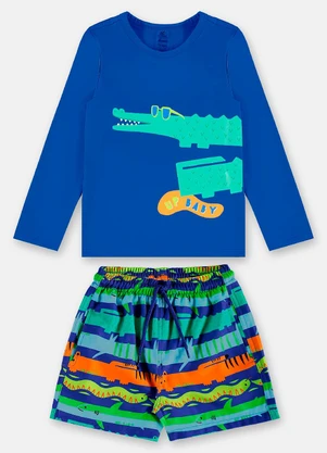 Up Baby - Conjunto Praia Camiseta Fps+50 Short Azul - UP BABY
