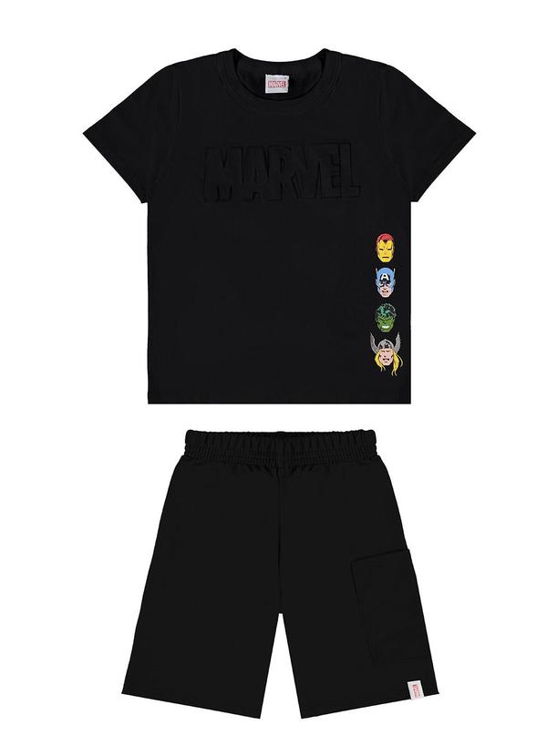 Malwee Kids - Conjunto Preto Avengers® em Moletinho Menino
