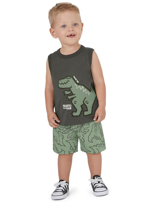 Malwee Kids - Conjunto Pronto para Rugir Cinza Chumbo