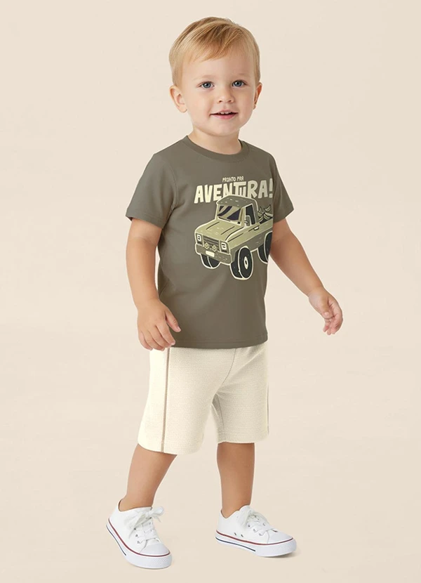 Malwee Kids - Conjunto Pronto Pra Aventura! Texturizado Taupe