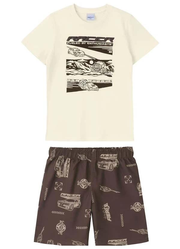 Malwee Kids - Conjunto Racer Microfibra Off White
