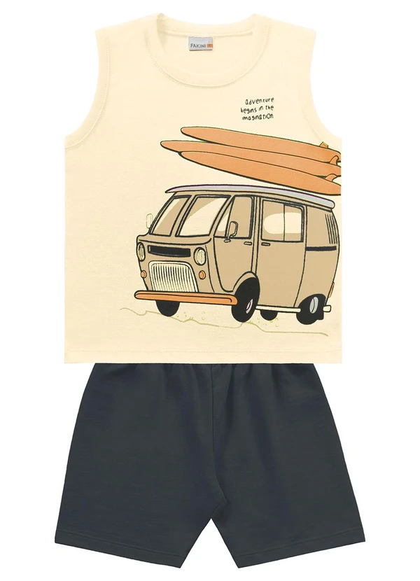 Fakini Kids - Conjunto Regata/Bermuda Amarelo