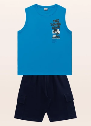 Fakini Kids - Conjunto Regata/Bermuda Azul - FAKINI KIDS