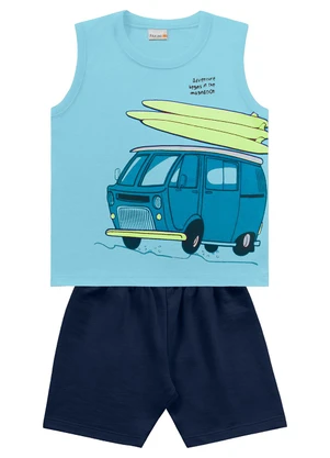 Fakini Kids - Conjunto Regata/Bermuda Azul - FAKINI KIDS