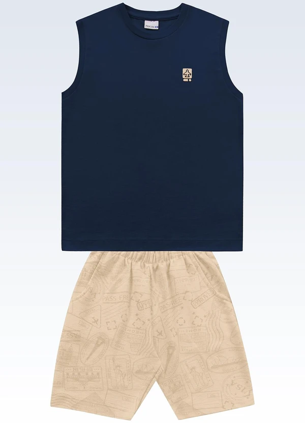 Fakini Kids - Conjunto Regata/Bermuda Azul