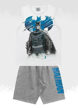 Conjunto Regata/Bermuda Batman (Branco) - BATMAN