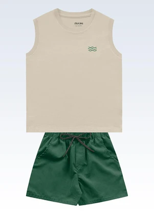 Fakini Kids - Conjunto Regata/Bermuda Bege - FAKINI KIDS