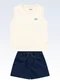 Fakini Kids - Conjunto Regata/Bermuda Bege - variação: Bege