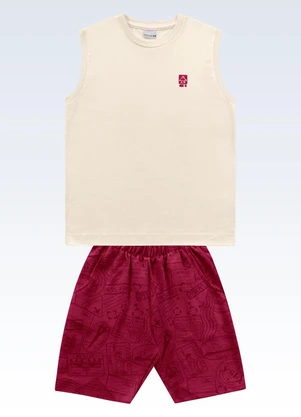 Fakini Kids - Conjunto Regata/Bermuda Bege - FAKINI KIDS