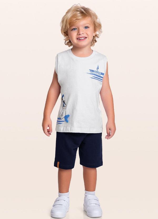 Fakini Kids - Conjunto Regata/Bermuda Branco