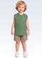 Fakini Kids - Conjunto Regata/Bermuda Bege - variação: Verde