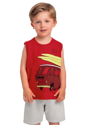 Fakini Kids - Conjunto Regata/Bermuda Vermelho - FAKINI KIDS