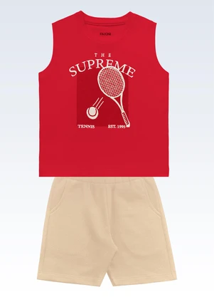 Fakini Kids - Conjunto Regata/Bermuda Vermelho - FAKINI KIDS