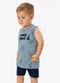 Rovi Kids - Conjunto Regata com Bermuda Infantil Cinza - variação: Azul