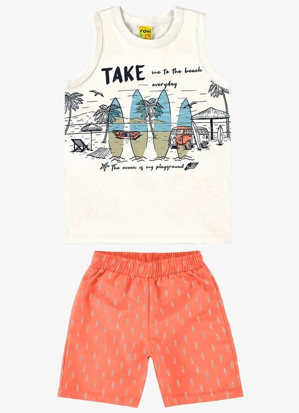 Rovi Kids - Conjunto Regata com Bermuda Bege