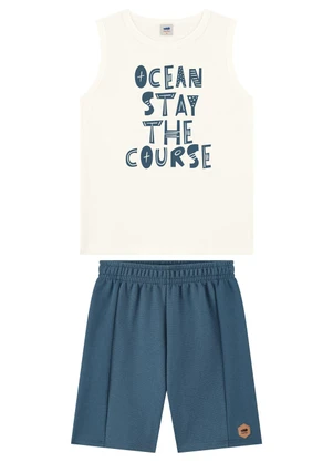 Marlan - Conjunto Regata com Estampa e Bermuda Bege - MARLAN